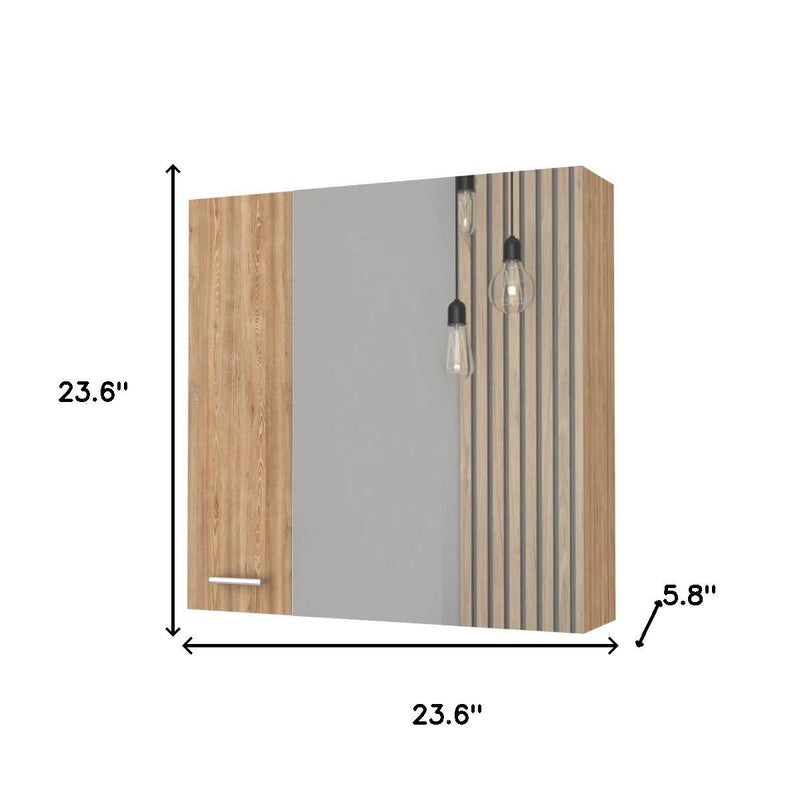24" Natural Wood Floating Double Door Bathroom Vanity And Medicine Cabinet With Mirror - Bed & Bath