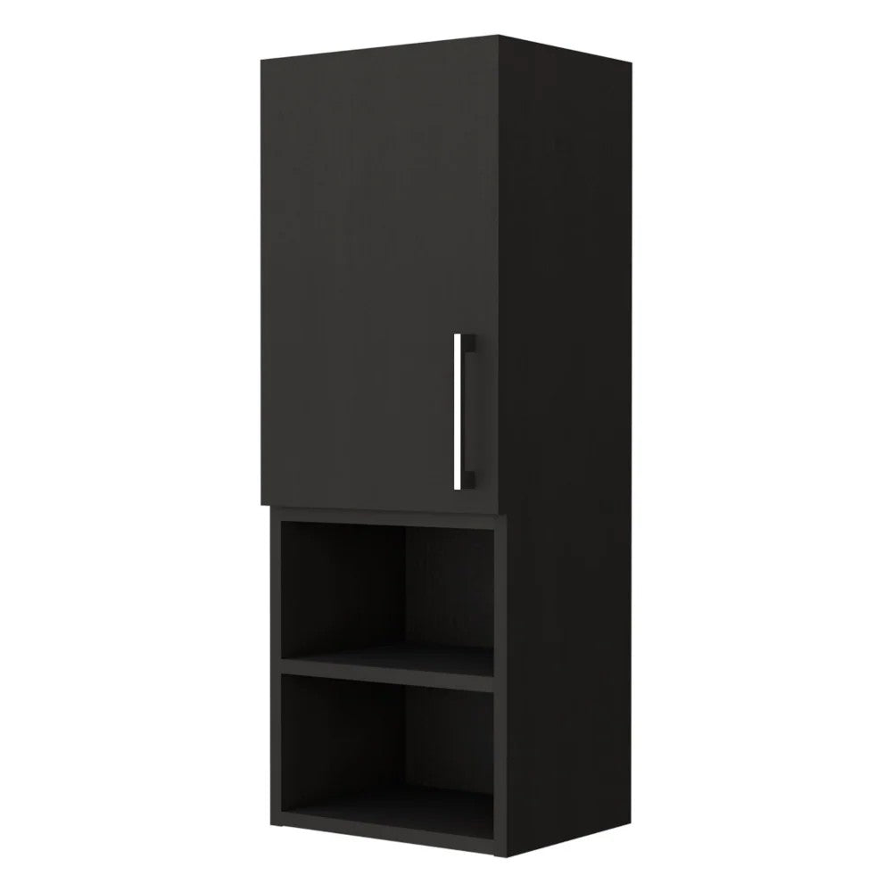 32" Black Wood Floating Single Door Bathroom Vanity And Medicine Cabinet - Bed & Bath