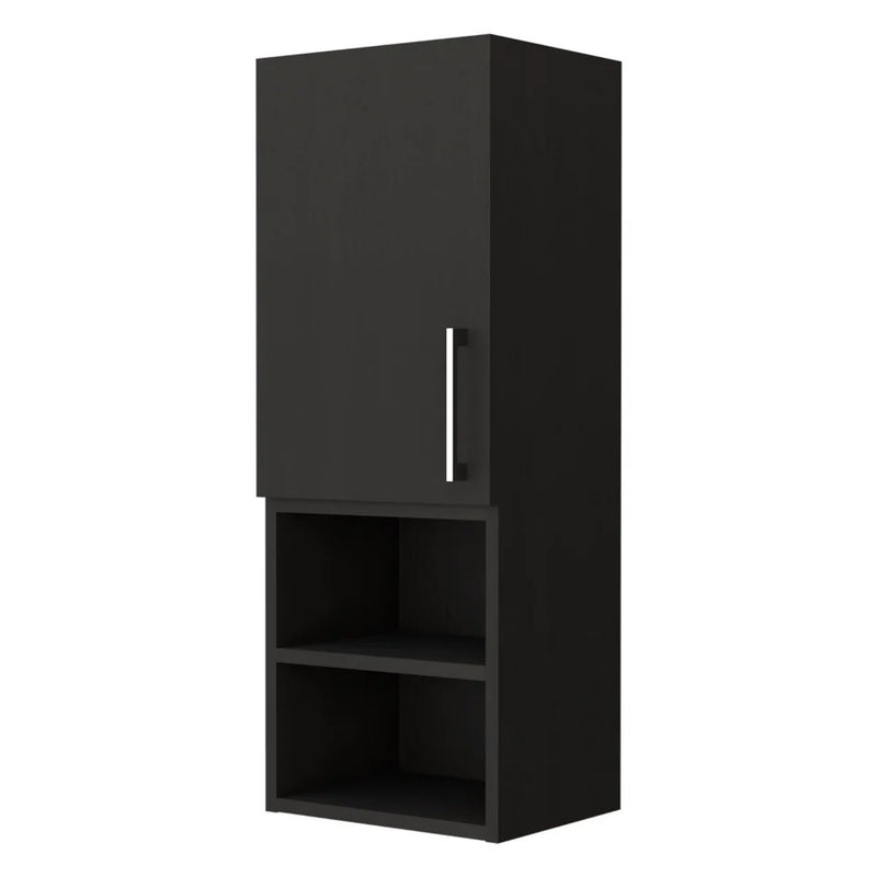 32" Black Wood Floating Single Door Bathroom Vanity And Medicine Cabinet - Bed & Bath