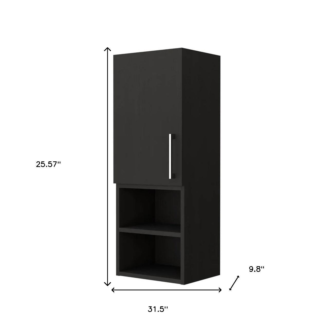 32" Black Wood Floating Single Door Bathroom Vanity And Medicine Cabinet - Bed & Bath