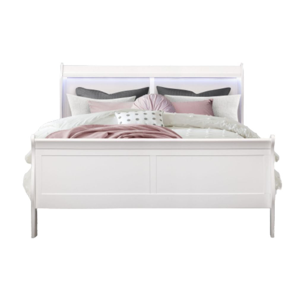 White Wood Full Bed Frame - Bed & Bath