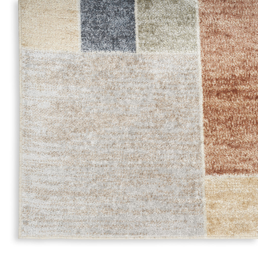 5' X 7' Blue and Green Geometric Power Loom Washable Area Rug - Home & Garden