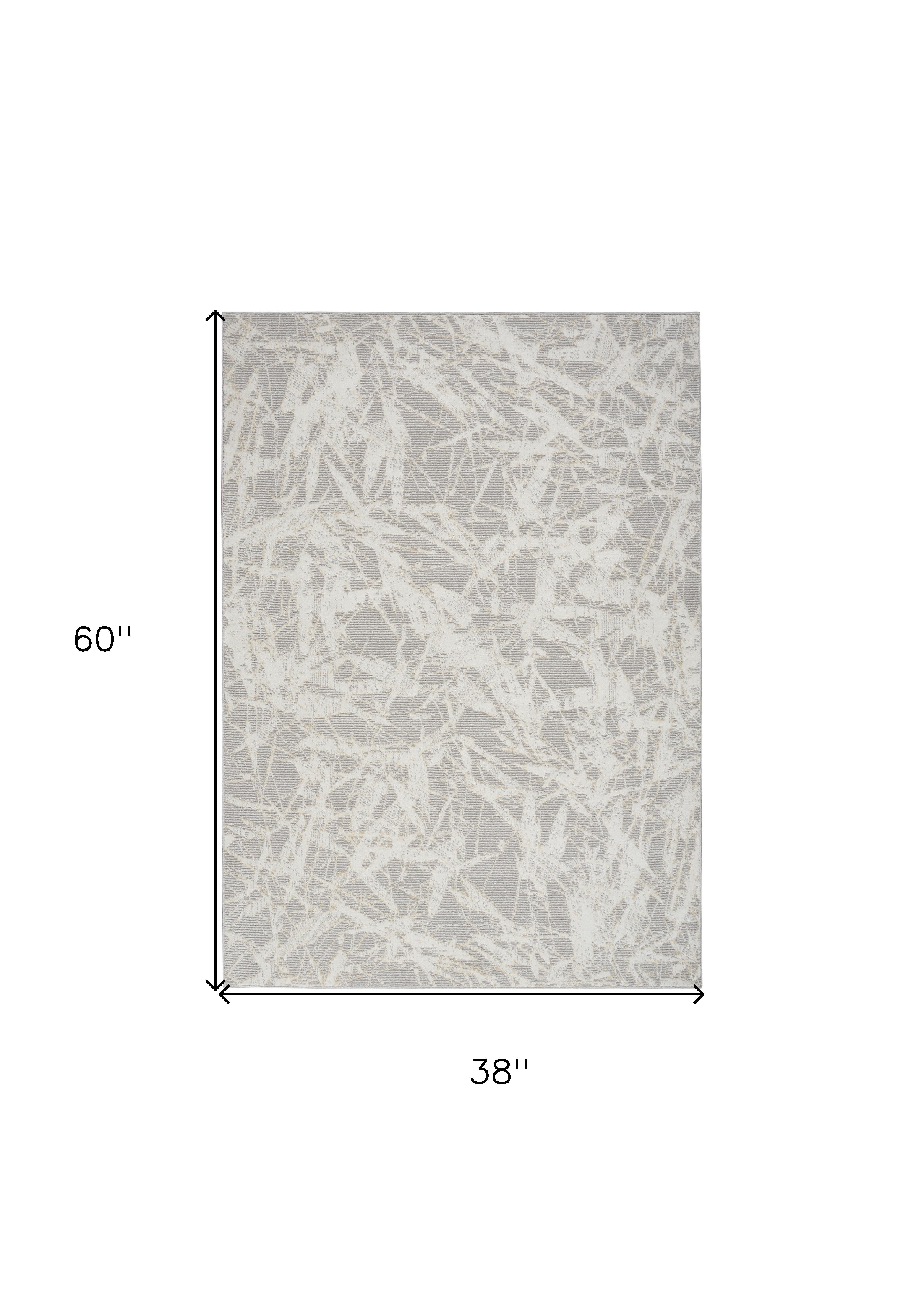 3' X 5' Gray Abstract Power Loom Area Rug - Home & Garden
