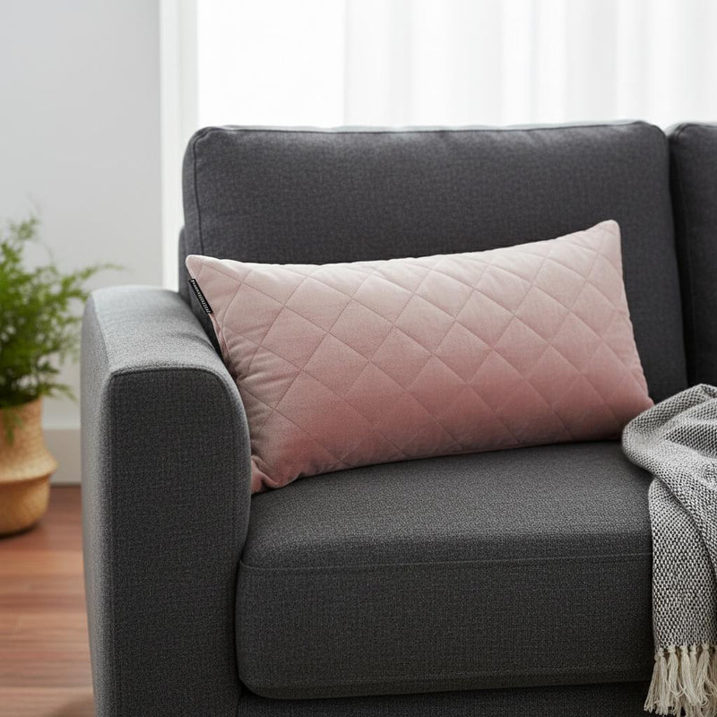 Tufted Diamond Pink Transitional Lumbar Pillow - Home Decor