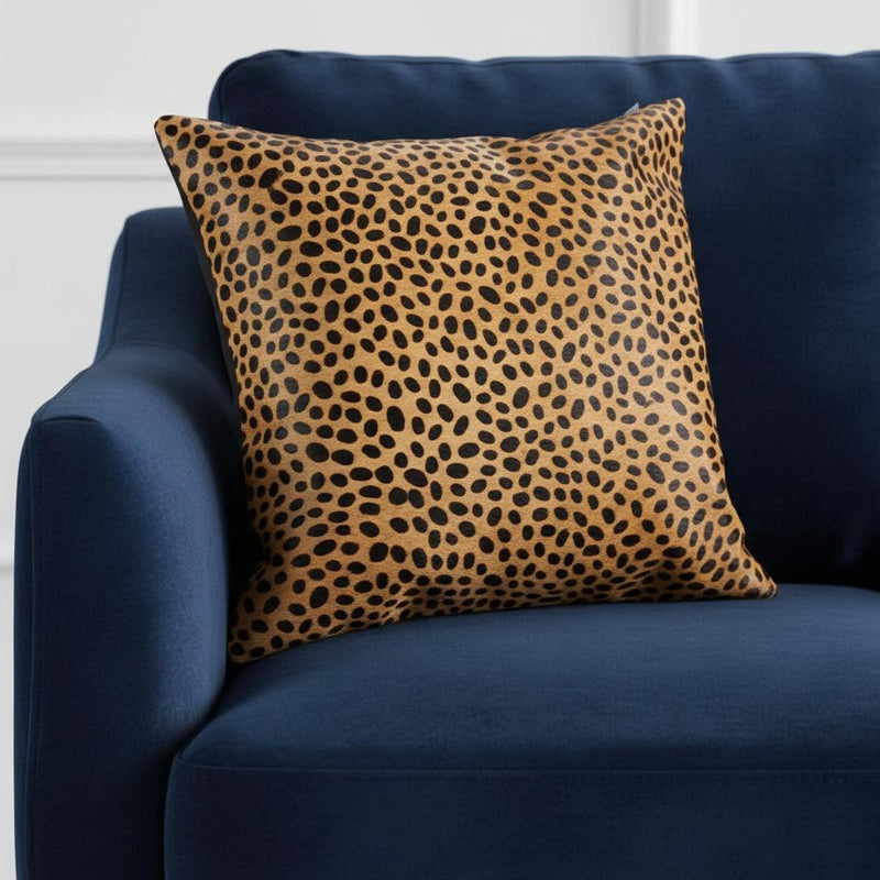 18" X 18" Orange and Black Animal Print Cowhide Zippered Pillow - Home Decor