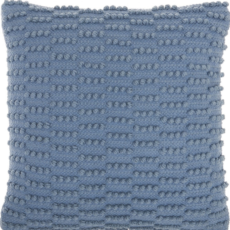 18" Blue Dot And Stripe Polyester and Cotton Blend Throw Pillow With Texture - Home Decor