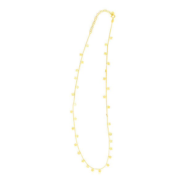 14K Yellow Gold Necklace with Dangling Stars - 18" - Apparel & Accessories