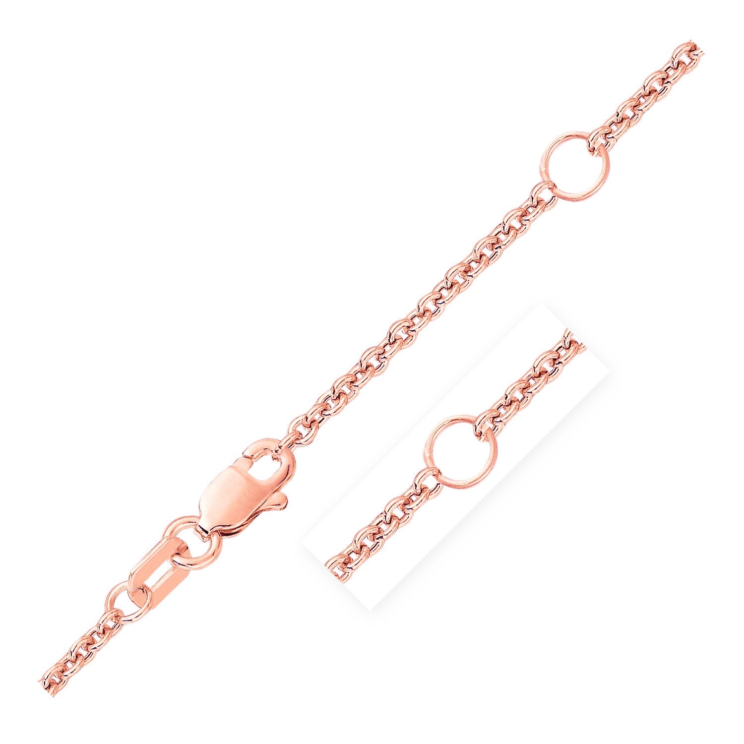 Double Extendable Cable Chain in 14k Rose Gold (1.9mm) - 18" - Apparel & Accessories