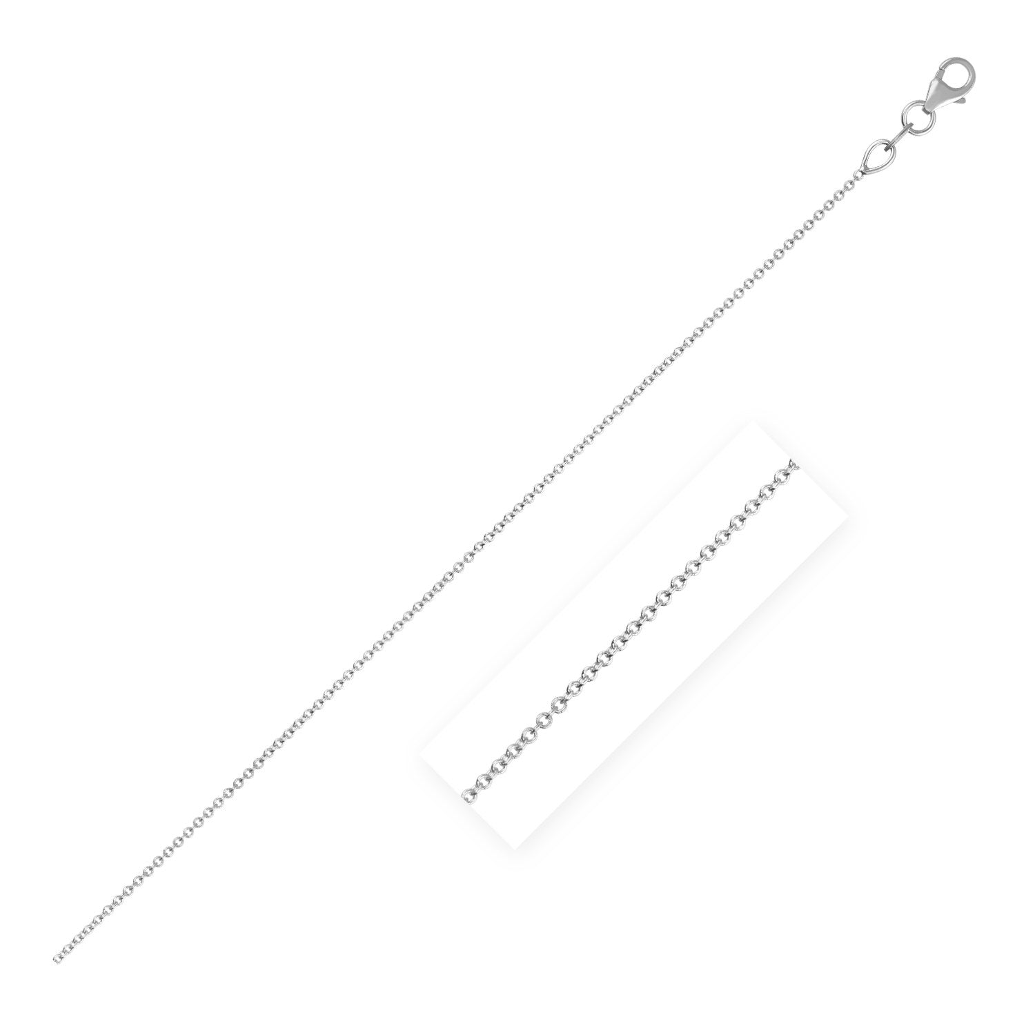 Double Extendable Cable Chain in 14k White Gold (1.0mm) - 18" - Apparel & Accessories