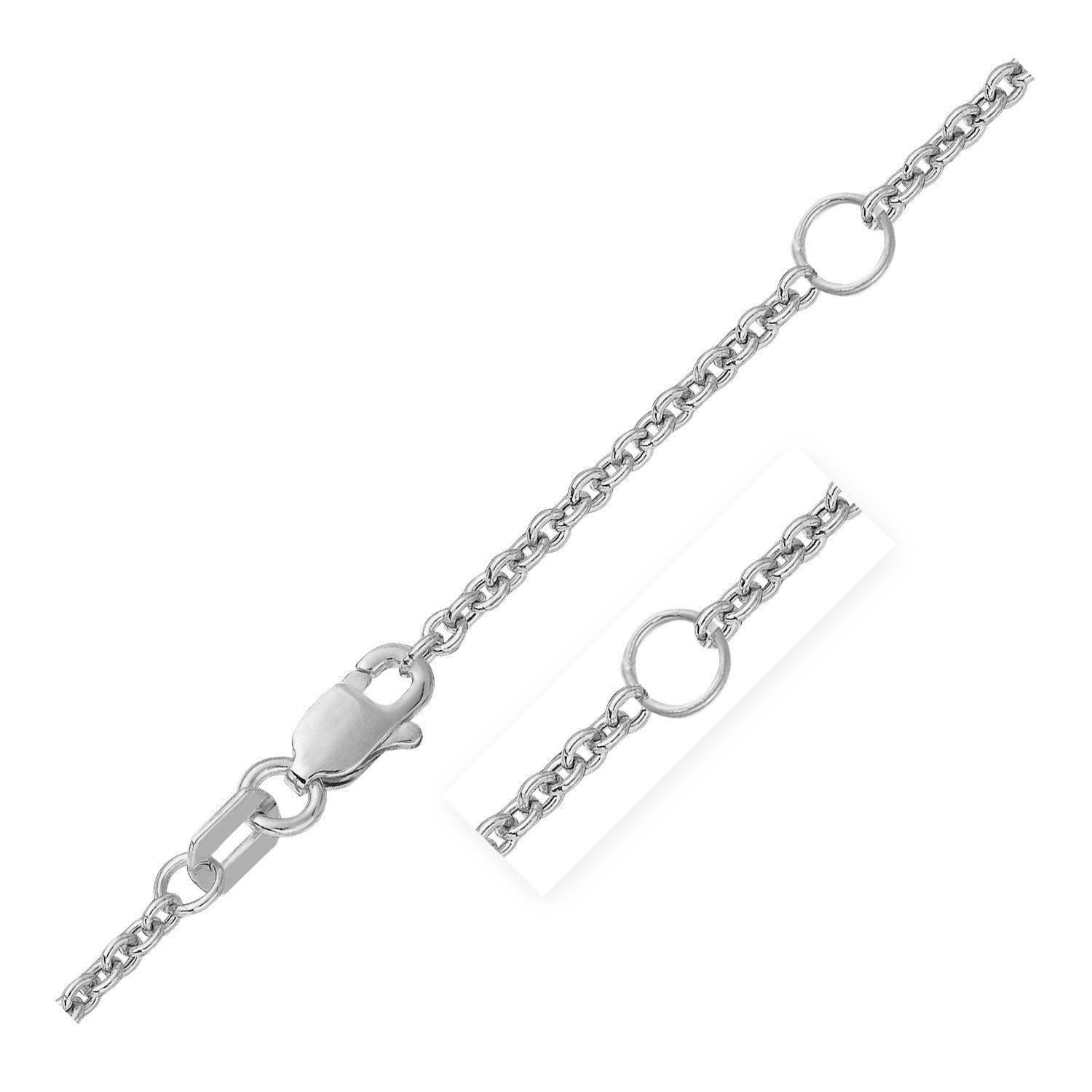 Double Extendable Cable Chain in 14k White Gold (1.9mm) - 18" - Apparel & Accessories