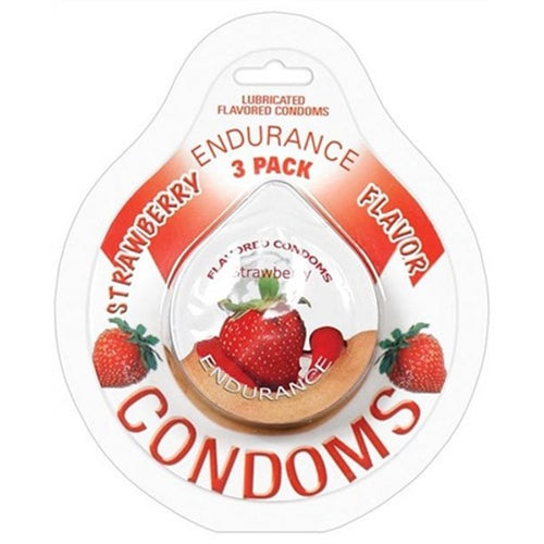 Endurance Condoms - Strawberry - 3 Pack - GreatEagleInc