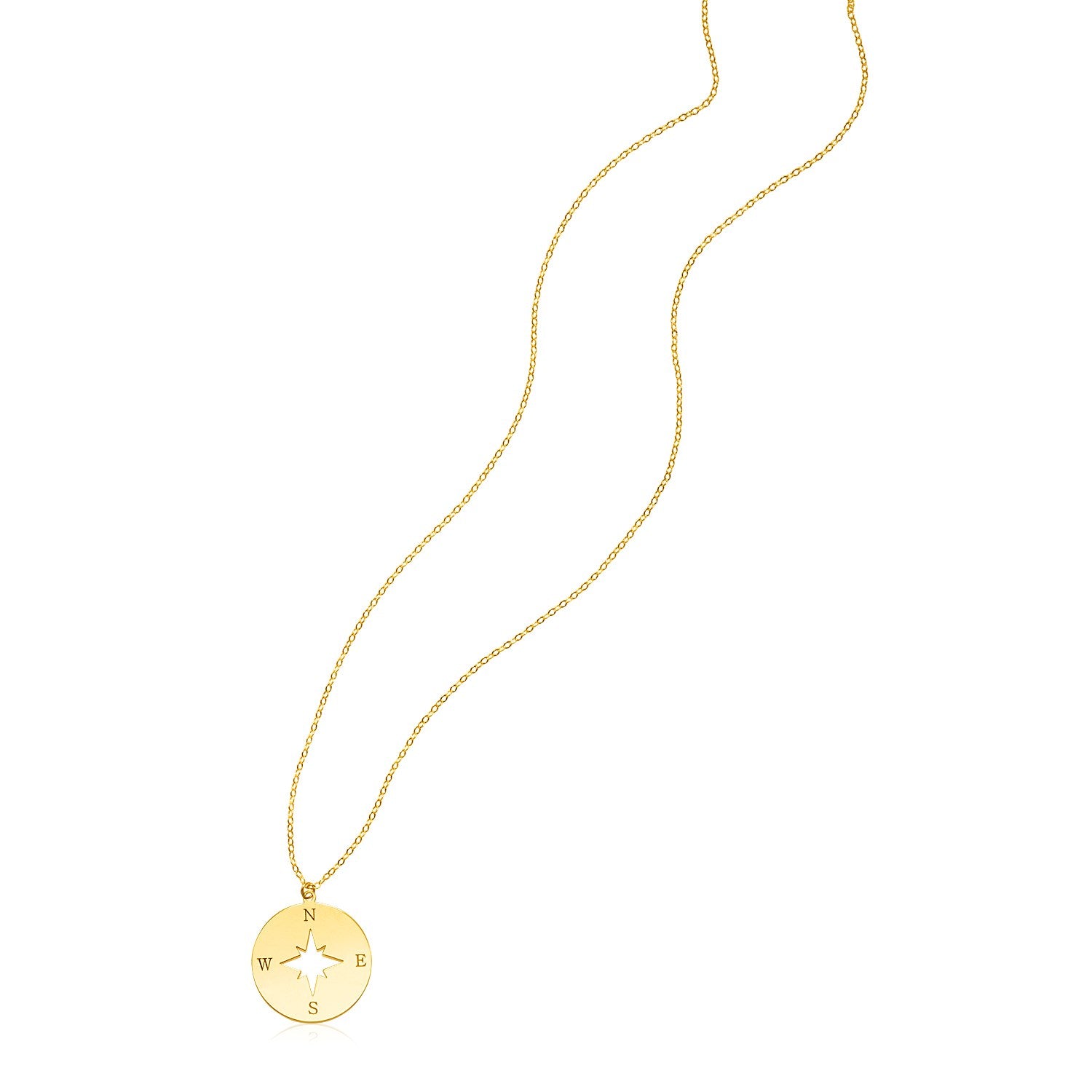 14K Yellow Gold Necklace with Compass - 18" - Apparel & Accessories