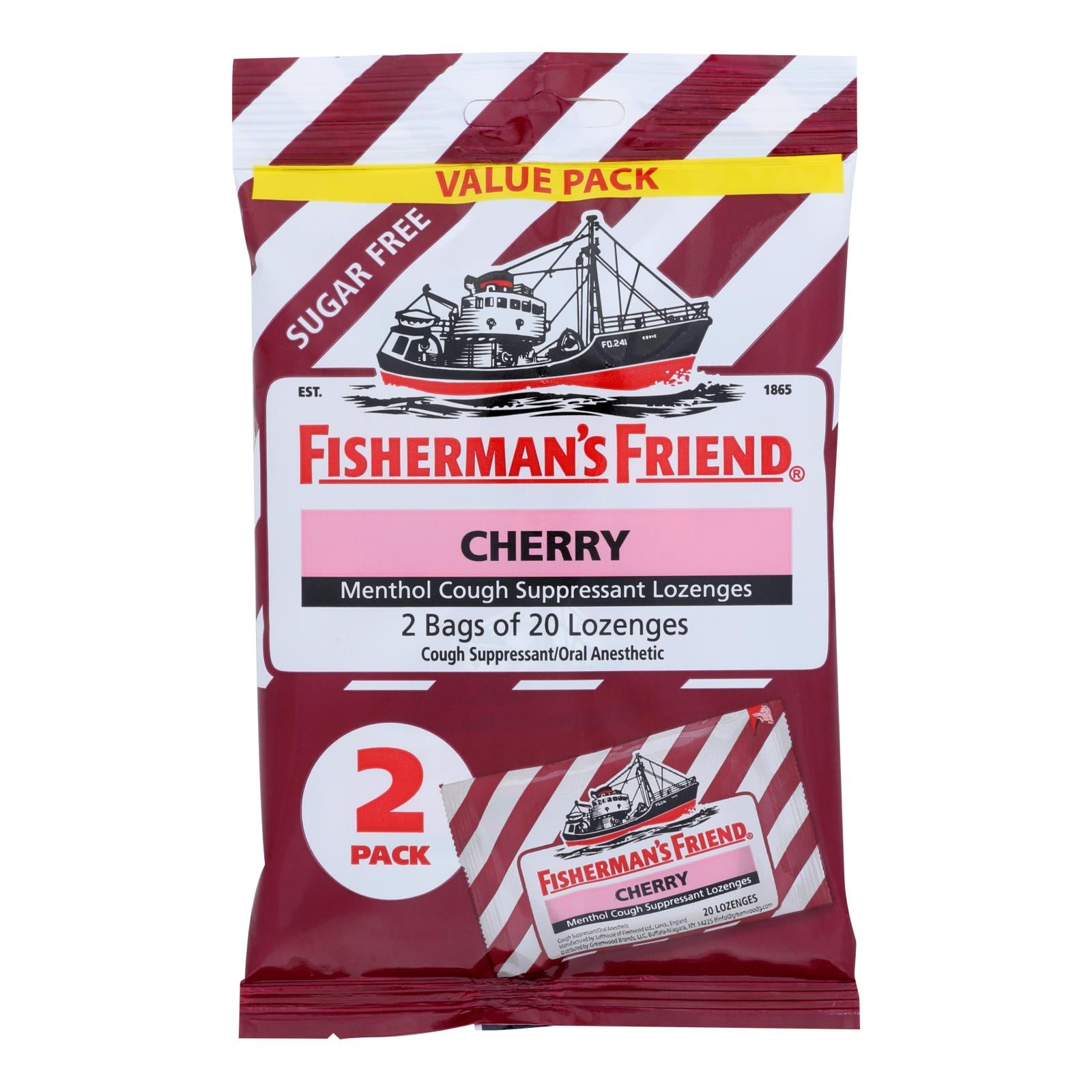 Fisherman's Friend - Loz Fat Free Cherry Sugar Free - Case Of 12 - 40 Ct - GreatEagleInc