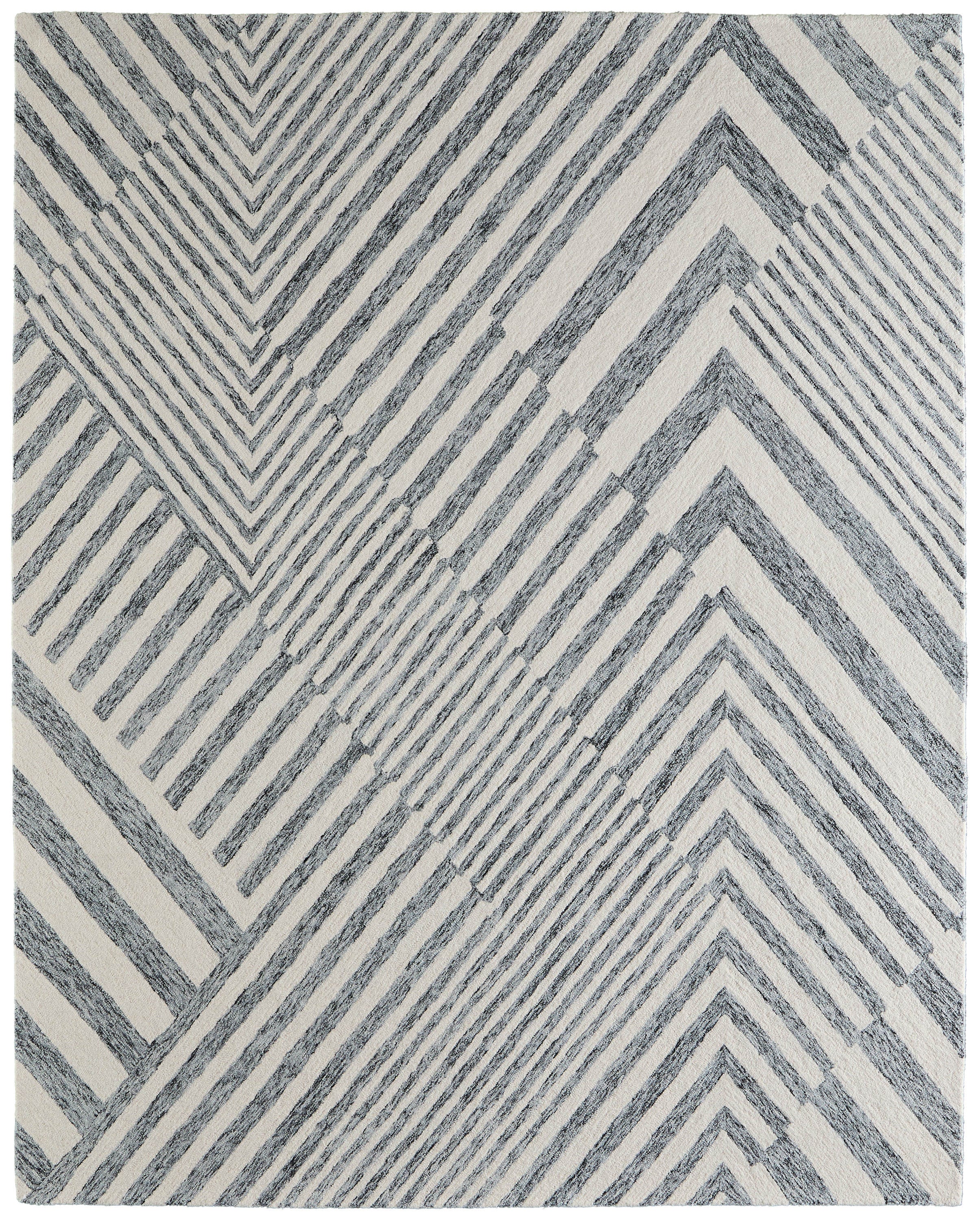 2' X 3' Gray And Ivory Wool Geometric Hand Tufted Area Rug - Home & Garden