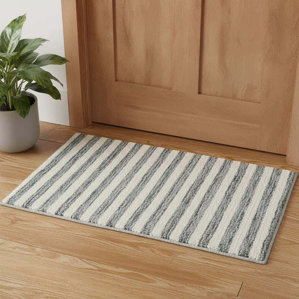 2' X 3' Gray And Ivory Wool Geometric Hand Tufted Area Rug - Home & Garden