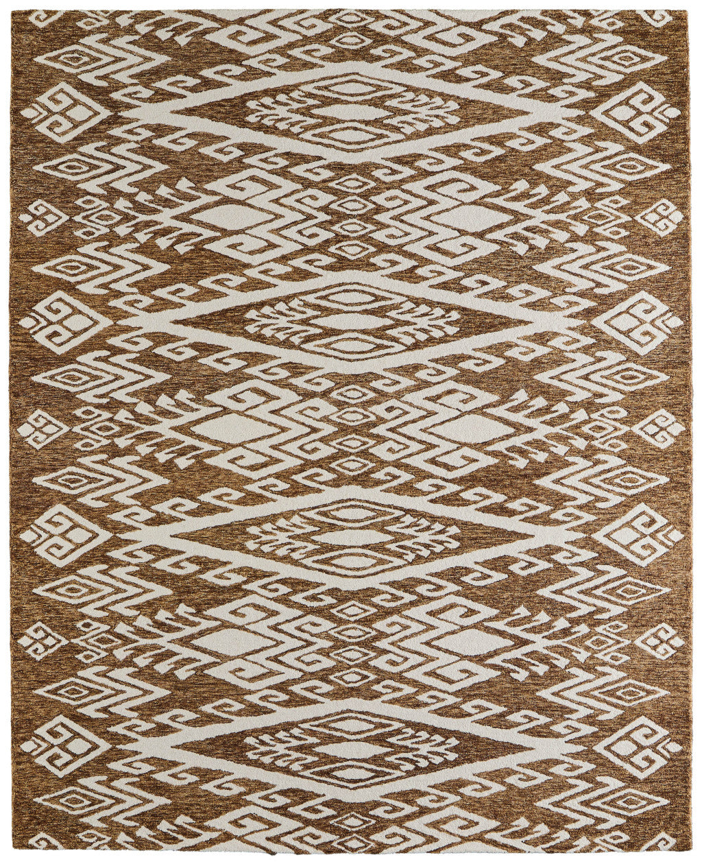 2' X 3' Brown And White Wool Oriental Hand Tufted Area Rug - Home & Garden