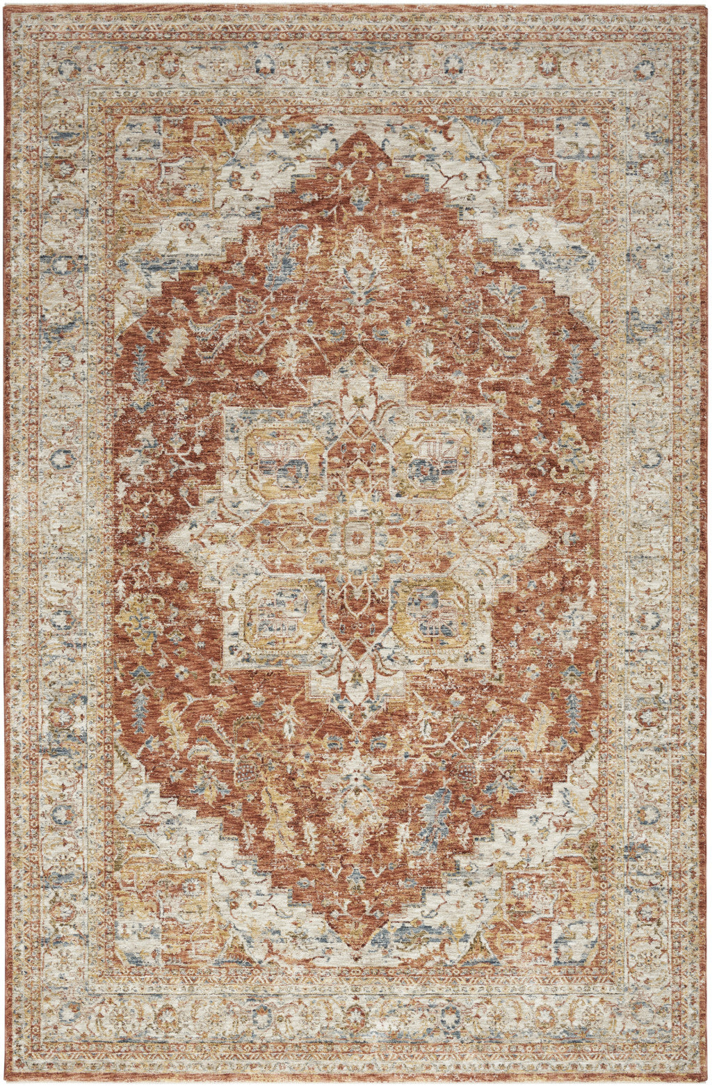 5' X 8' Ivory And Brown Floral Distressed Area Rug - Home & Garden