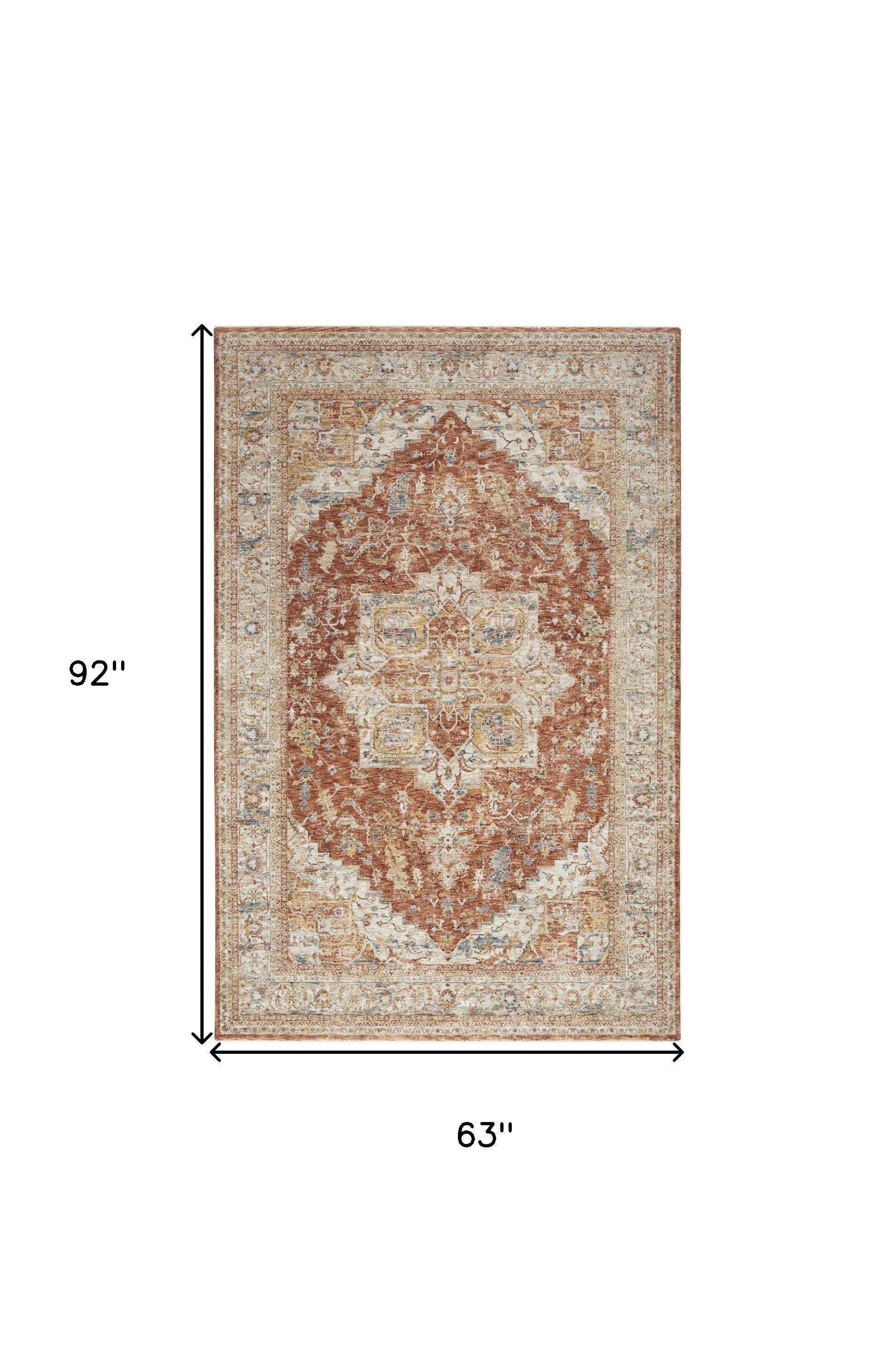5' X 8' Ivory And Brown Floral Distressed Area Rug - Home & Garden