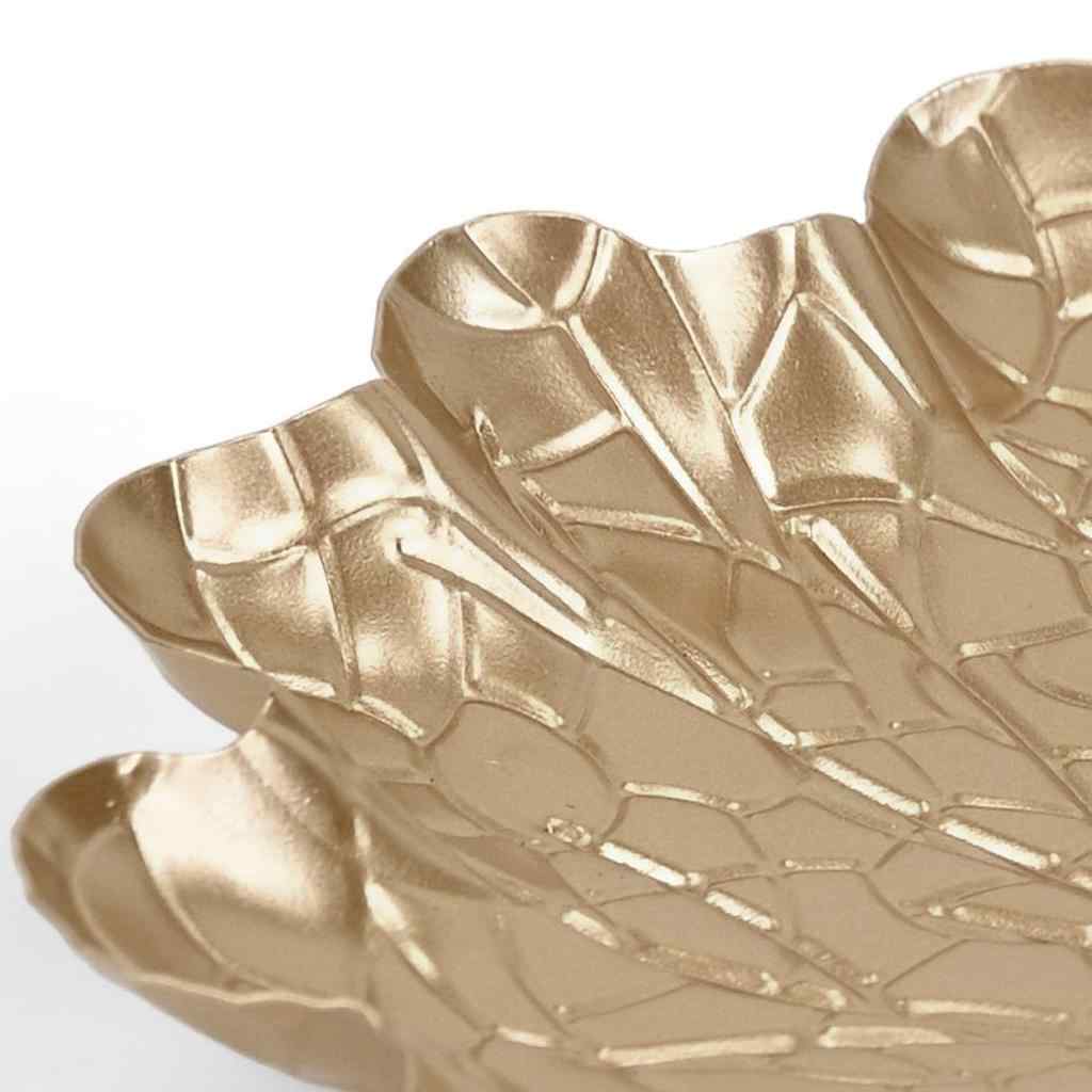 10" Gold Metal Handmade Leaf Trinket Tray - Kitchen & Dining