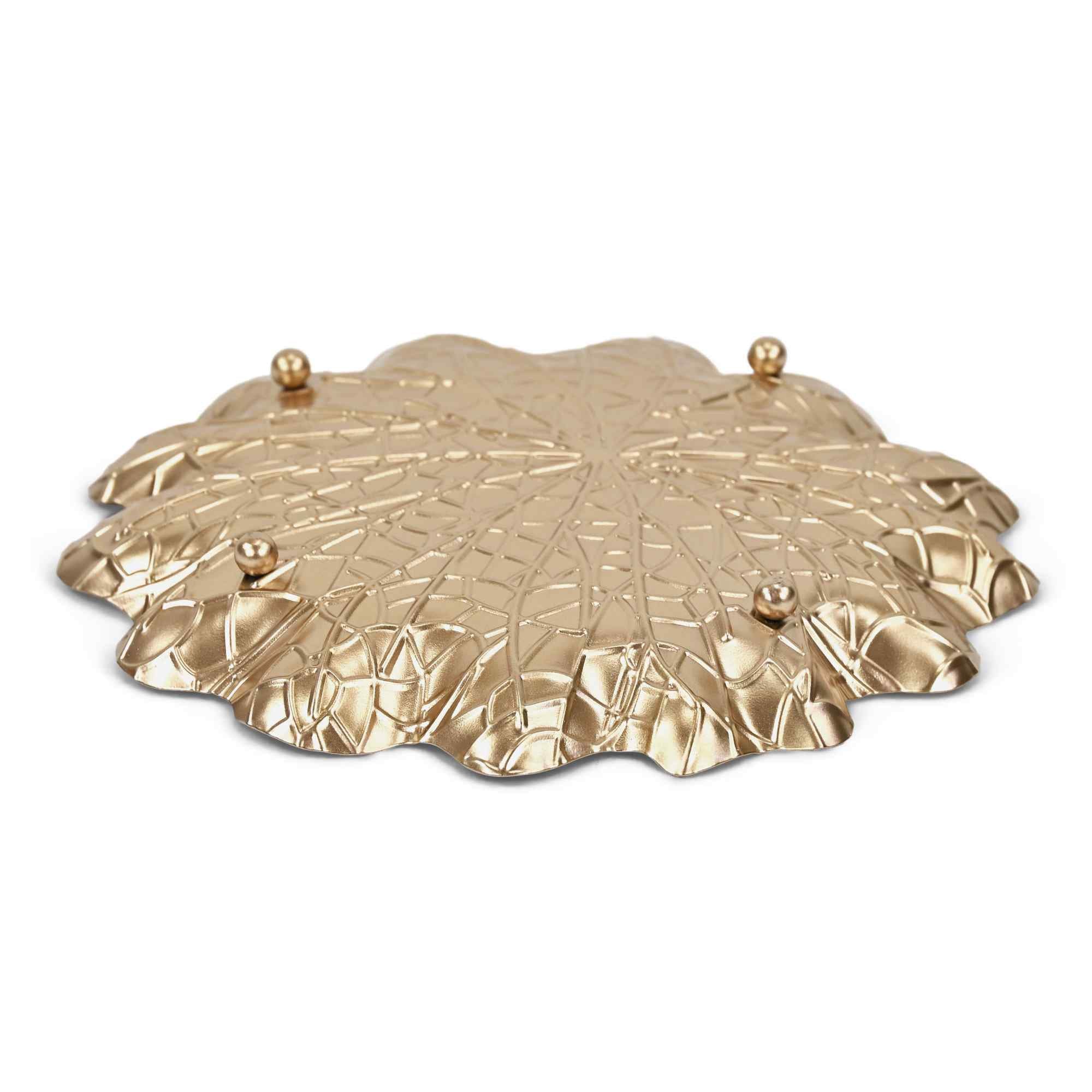 10" Gold Metal Handmade Leaf Trinket Tray - Kitchen & Dining