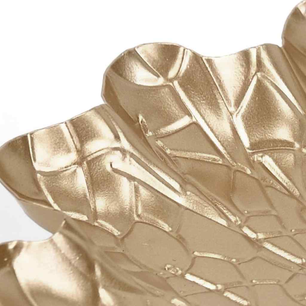 10" Gold Metal Handmade Leaf Trinket Tray - Kitchen & Dining