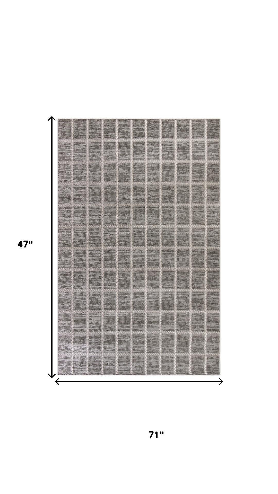 4' X 6' Ivory And Gray Geometric Area Rug - Home & Garden