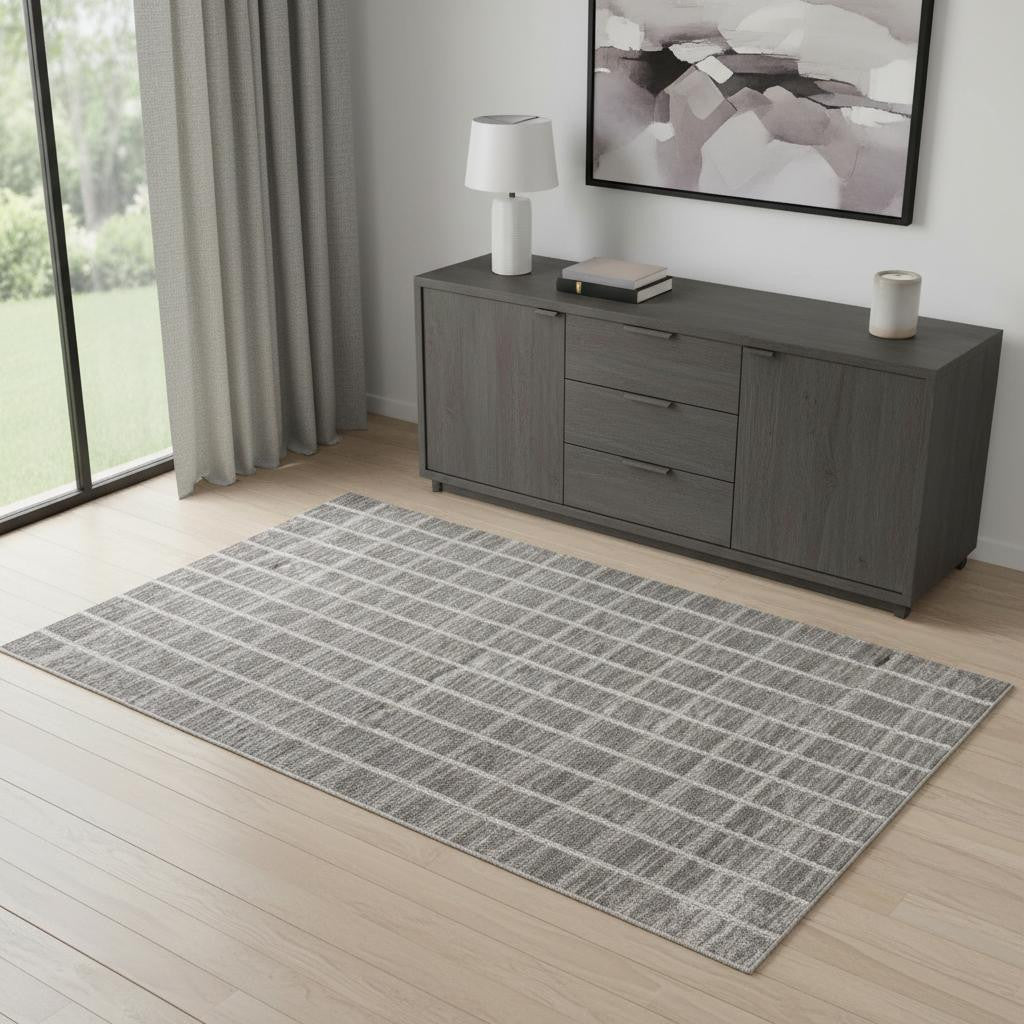 4' X 6' Ivory And Gray Geometric Area Rug - Home & Garden