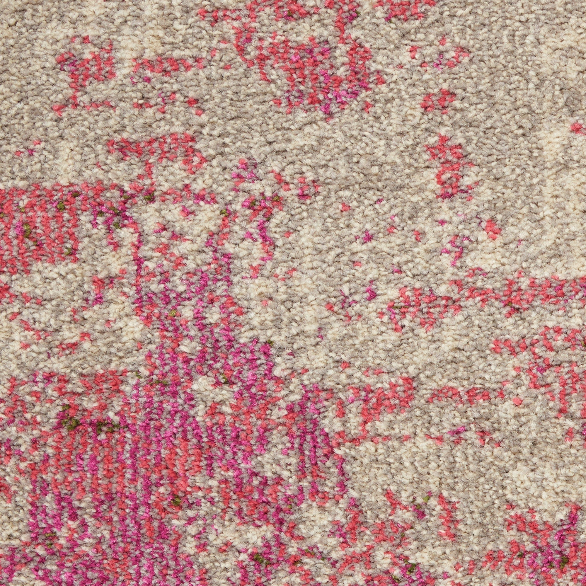 2' X 8' Ivory And Pink Abstract Power Loom Non Skid Runner Rug - Home Decor