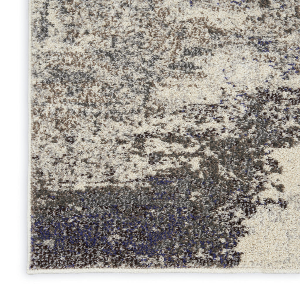 3' X 5' Ivory And Grey Abstract Power Loom Non Skid Area Rug - Home Decor