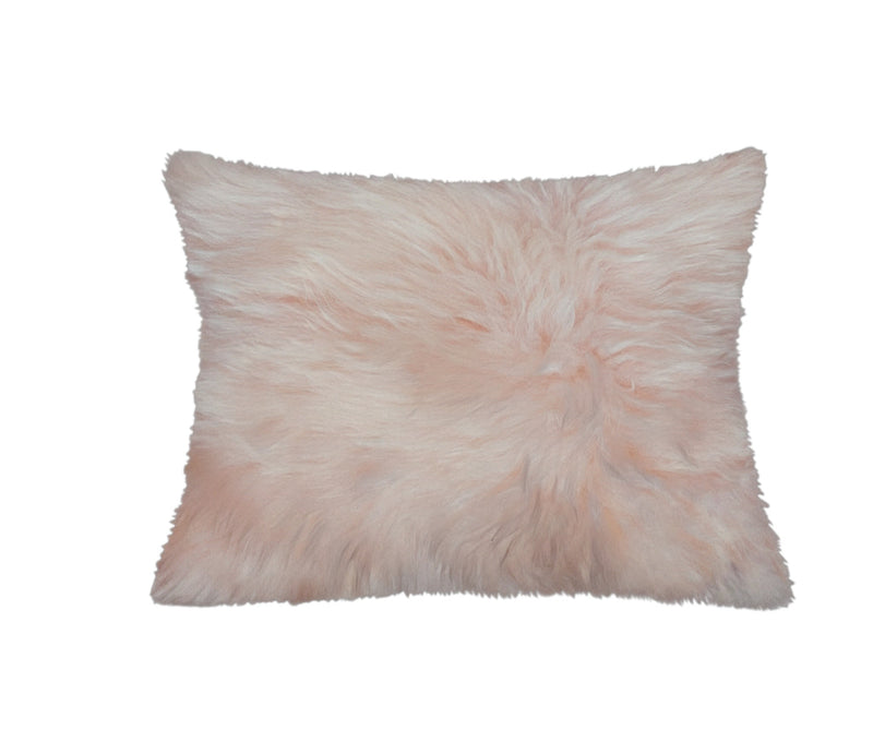 Set Of Two  Blush Natural Sheepskin Square Pillows - Home Decor