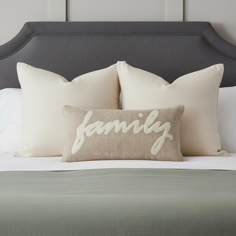 21" X 11" Tan Cotton Blend Zippered Pillow With Applique - Home Decor