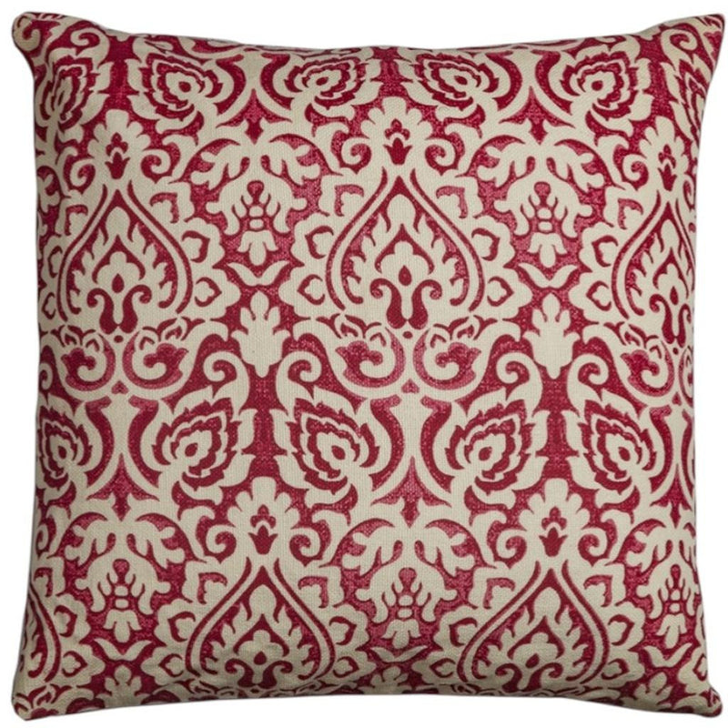 Red Natural Distressed Damask Throw Pillow - Home Decor