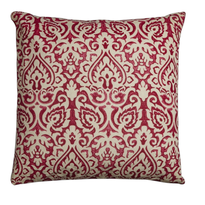 Red Natural Distressed Damask Throw Pillow - Home Decor