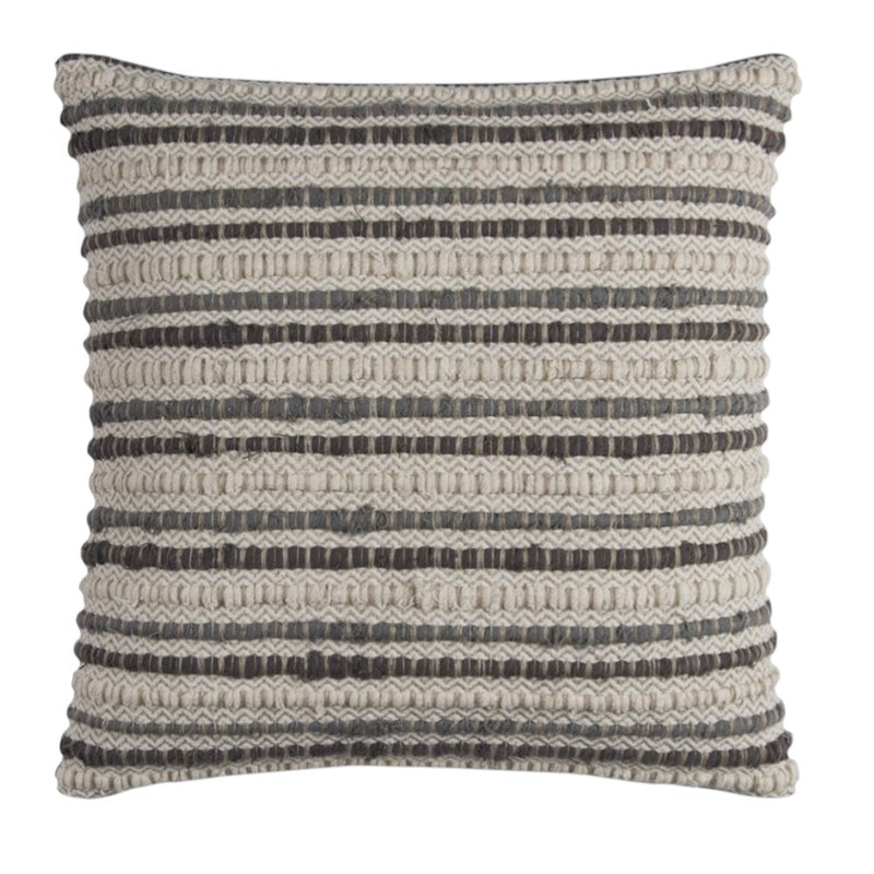 20" Gray Beige Nubby Texture Bands Throw Pillow - Home Decor