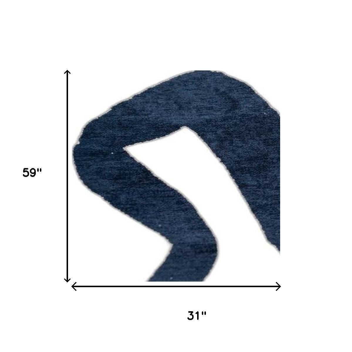 2' X 5' Beige And Blue Abstract Washable Area Rug With UV Protection - Home & Garden