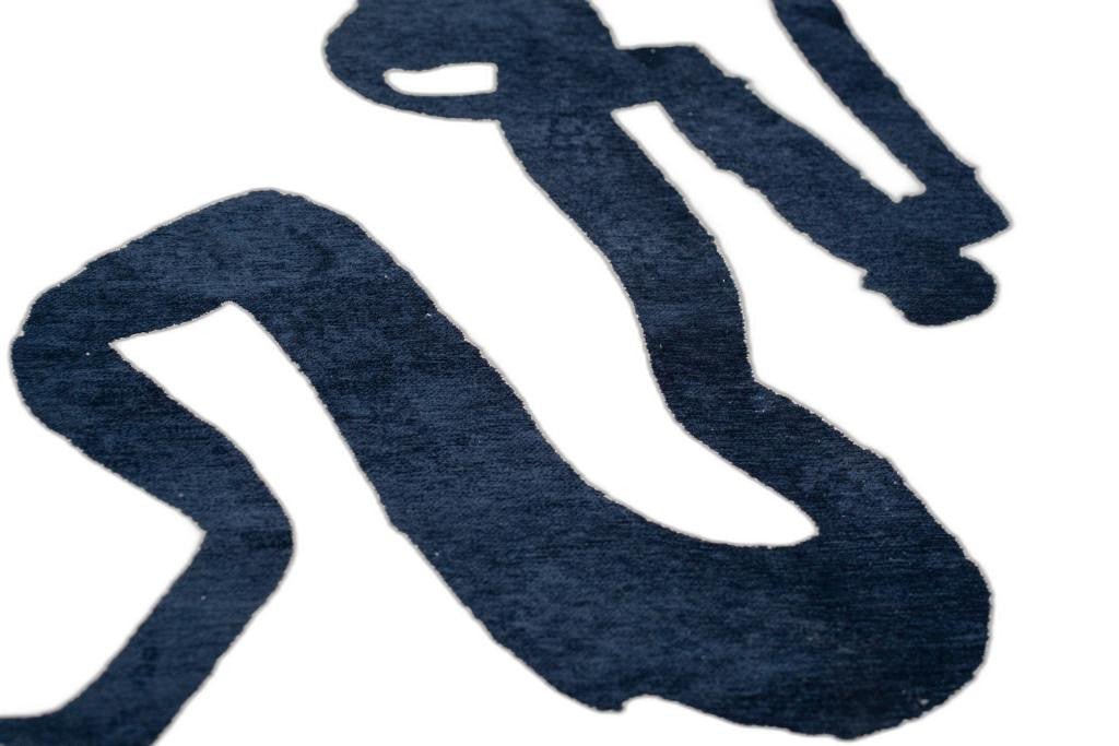 2' X 5' Beige And Blue Abstract Washable Area Rug With UV Protection - Home & Garden