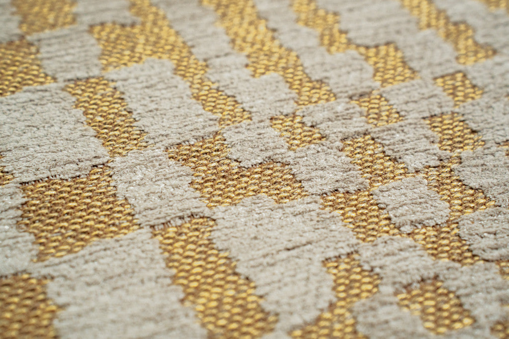 5' X 7' Gold And Beige Geometric Berber Washable Area Rug With UV Protection - Home & Garden