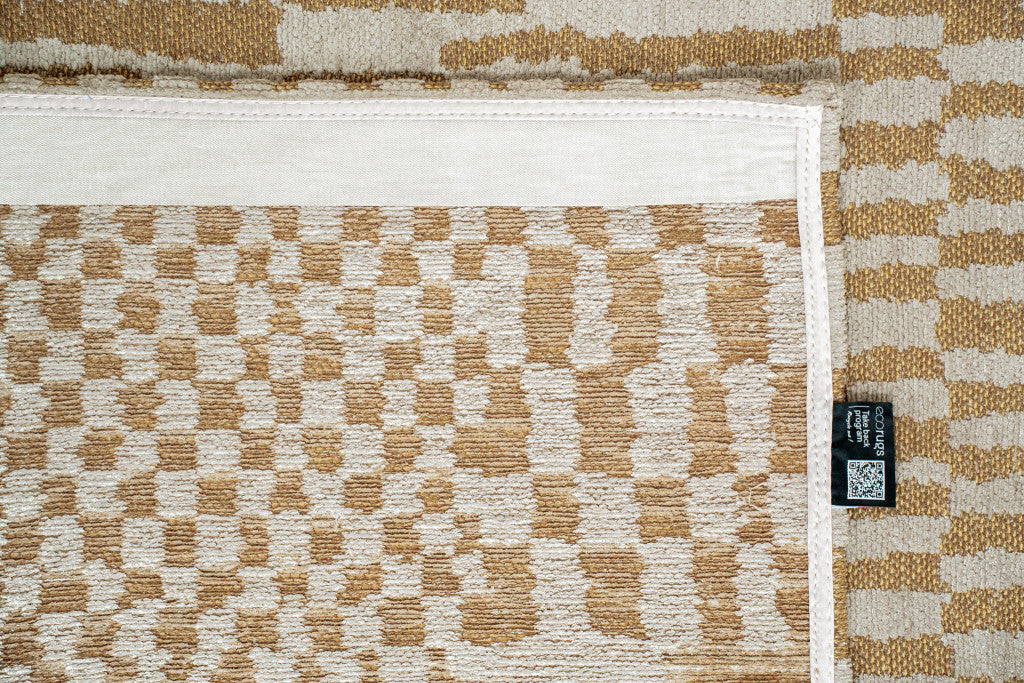 5' X 7' Gold And Beige Geometric Berber Washable Area Rug With UV Protection - Home & Garden