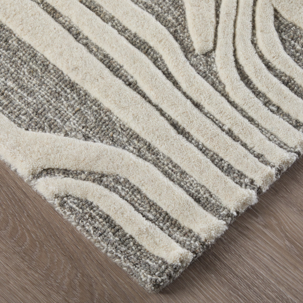2' X 3' Blue And Ivory Wool Abstract Hand Tufted Area Rug - Home & Garden