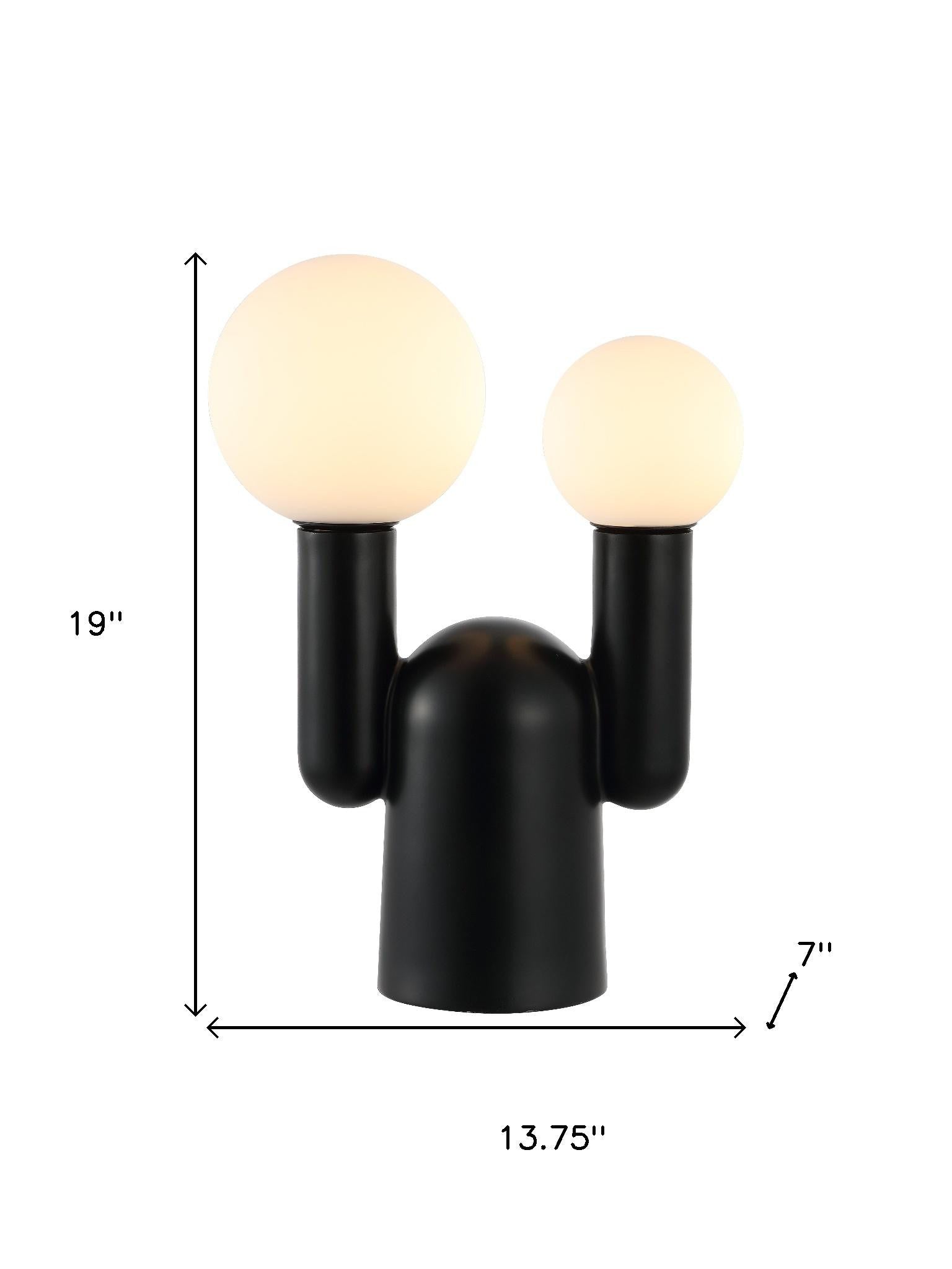 19" Black Two Light Novelty Globe Lamp - Lighting