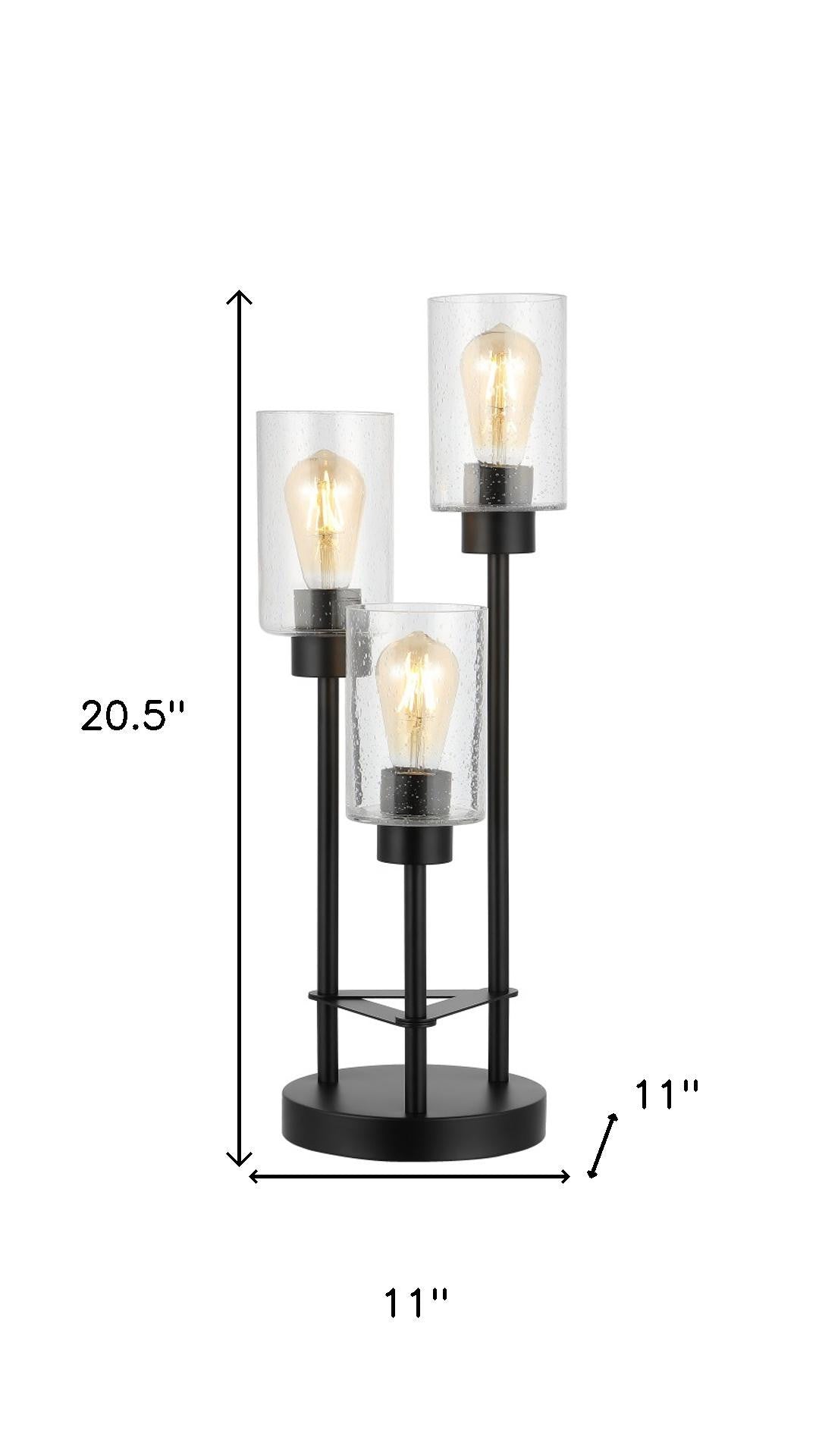 21" Black Three Light Novelty Table Lamp With Cylinder Shade - Lighting
