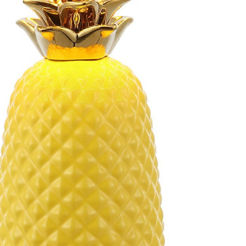 23" Clear Gold And Yellow Pineapple Table Lamp With Globe Shade - Lighting