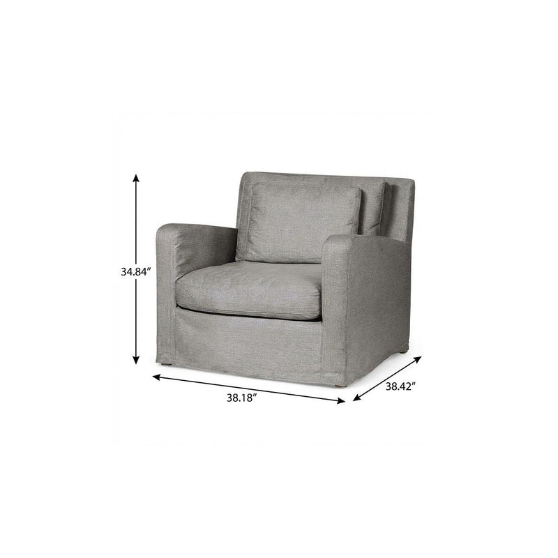 38" Gray and Brown Linen Arm Chair - Living Room