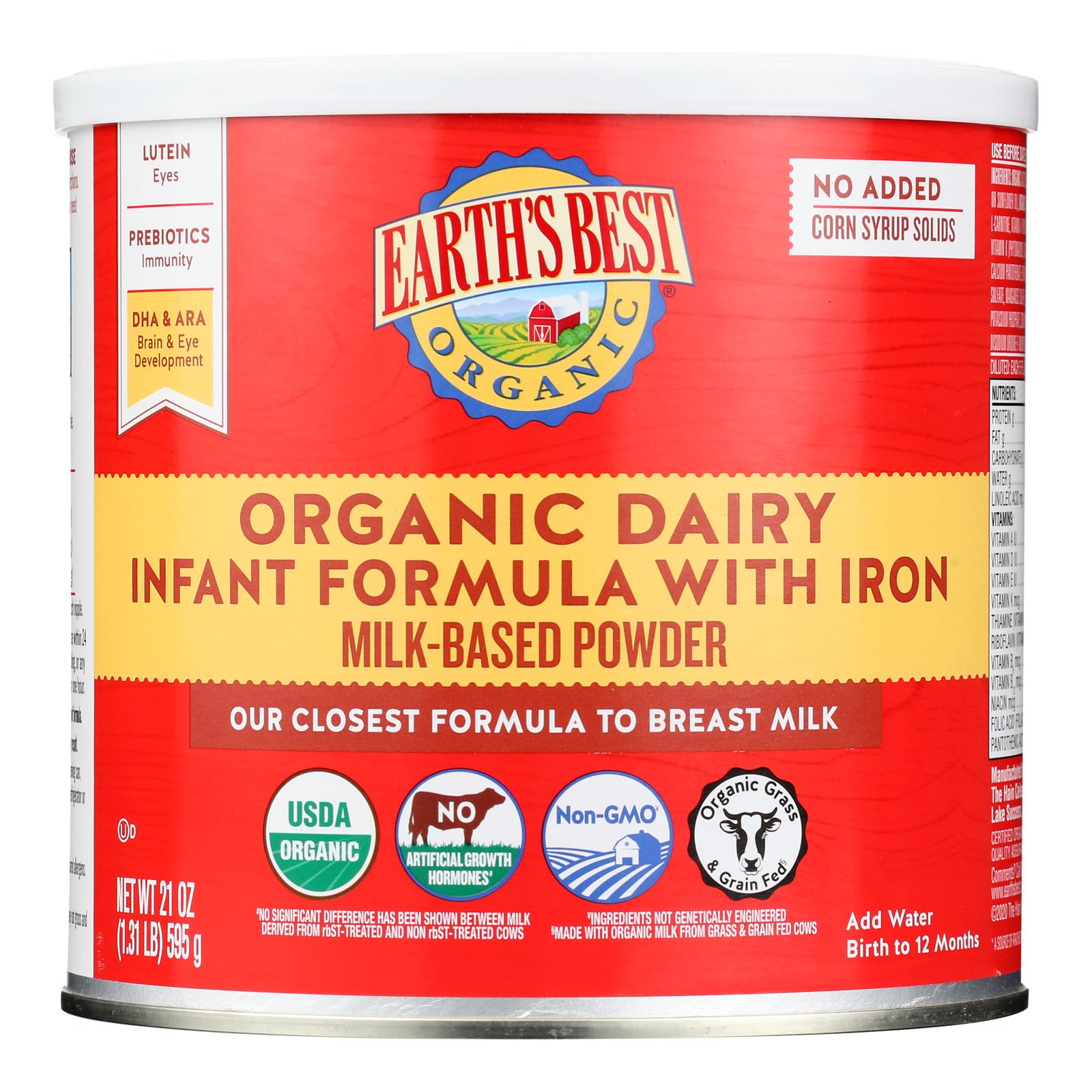 Earth's Best - Inftfrm Irn Milk Pwdr - Case Of 4-21 Oz - GreatEagleInc