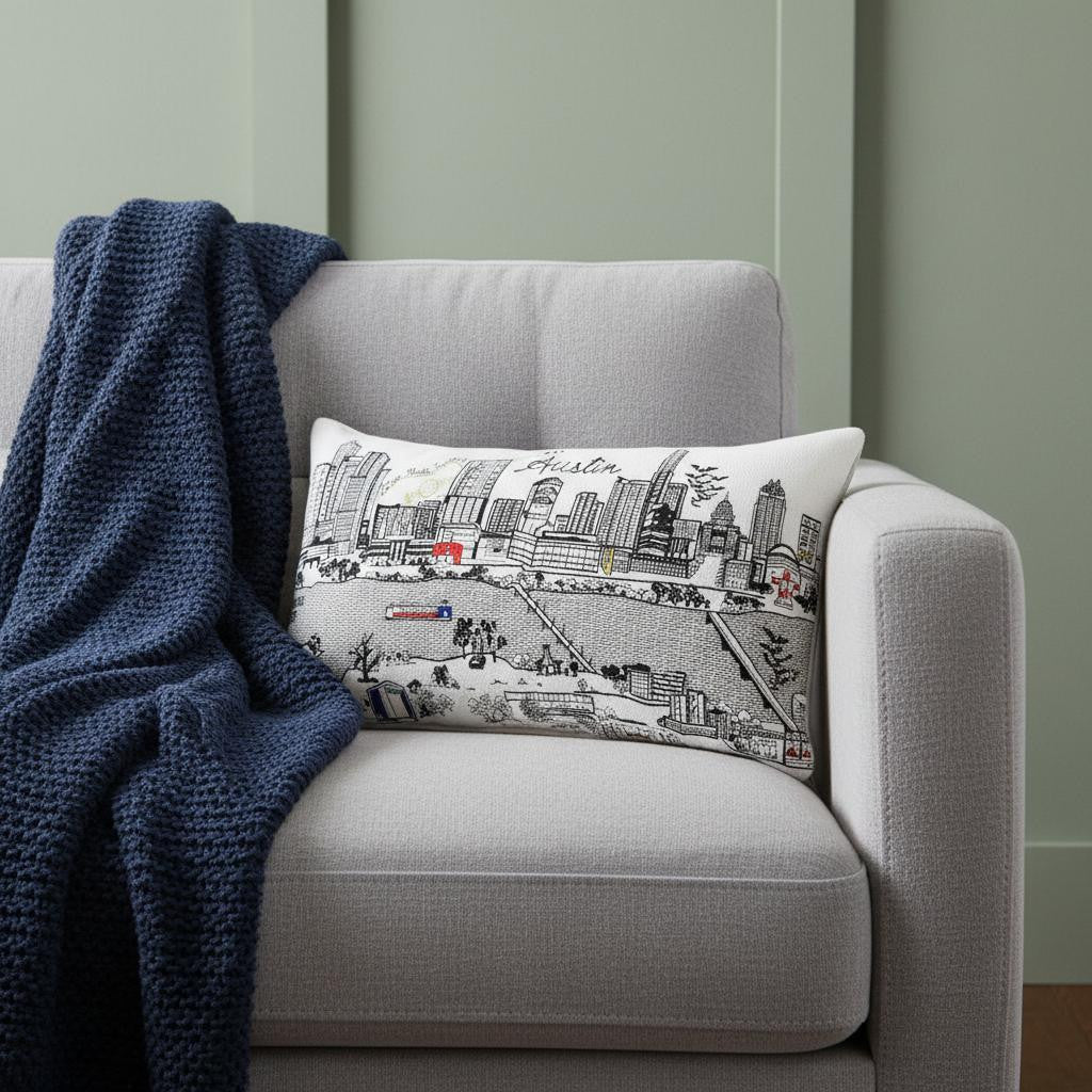 14" X 24" Cream Austin Daylight Skyline Lumbar Decorative Pillow - Home & Garden