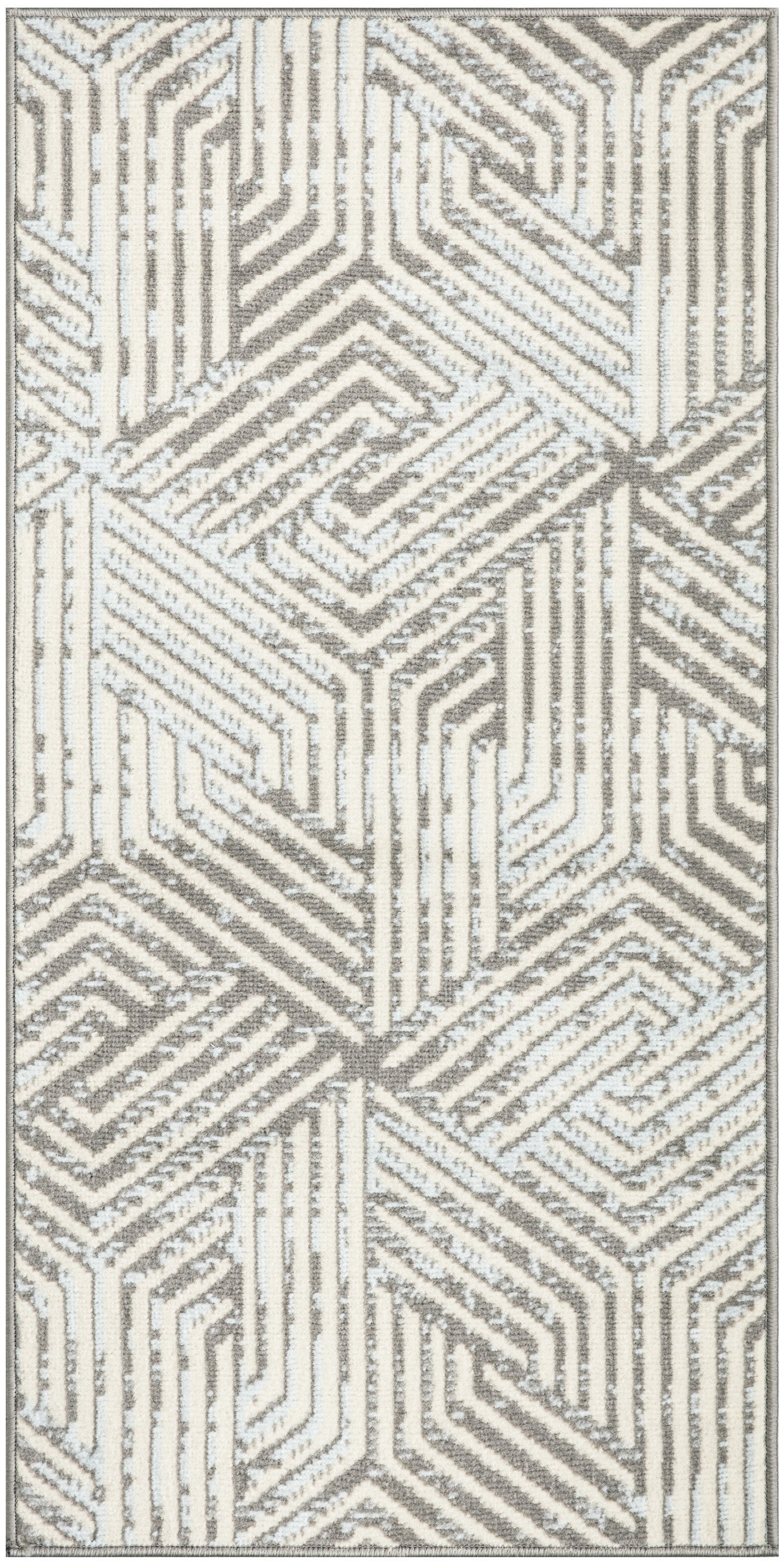 3' X 5' Gray Geometric Power Loom Area Rug - Home & Garden