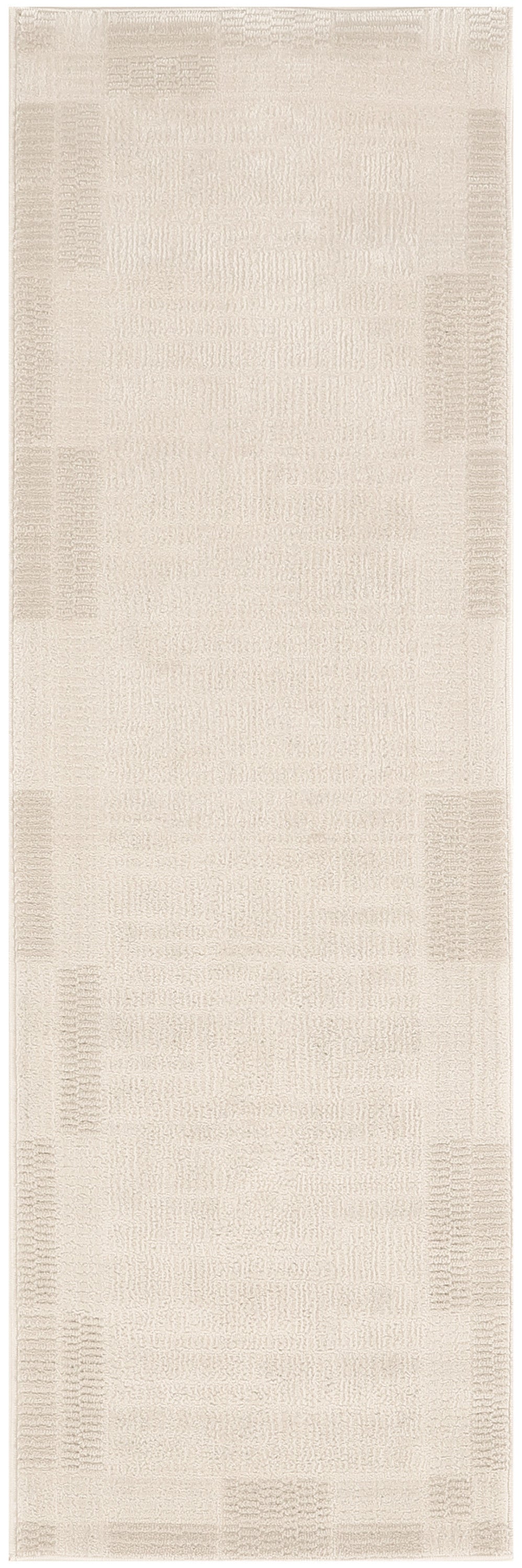 6' Ivory And Light Taupe Geometric Runner Rug - Home & Garden