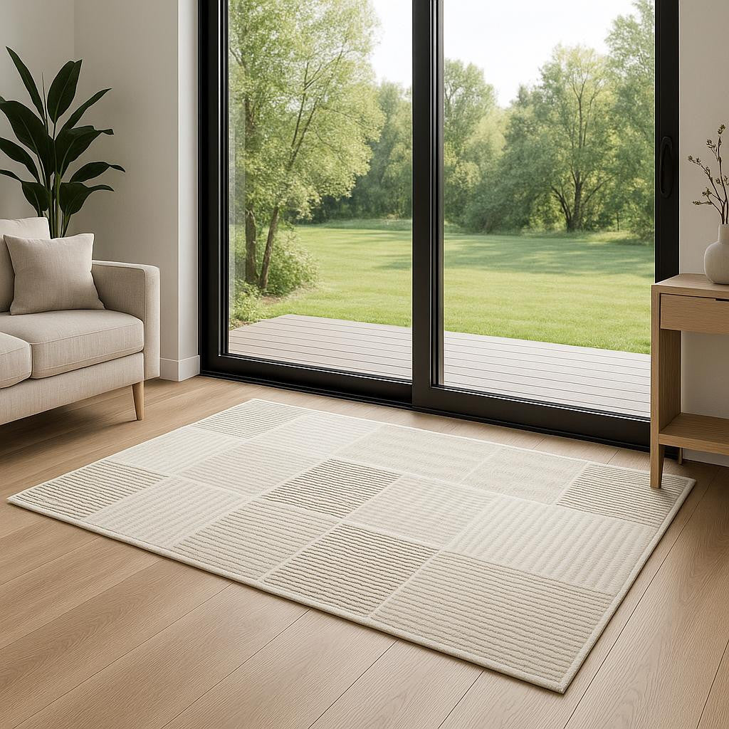 6' Ivory And Light Taupe Geometric Runner Rug - Home & Garden