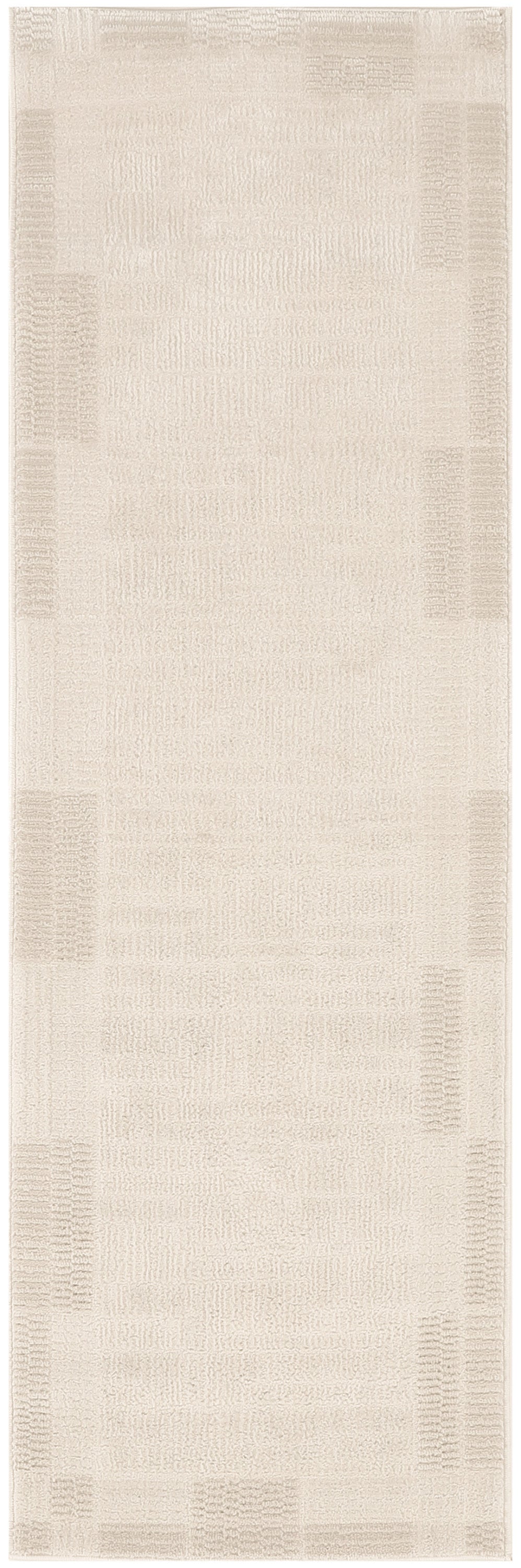 6' Ivory And Light Taupe Geometric Runner Rug - Home & Garden