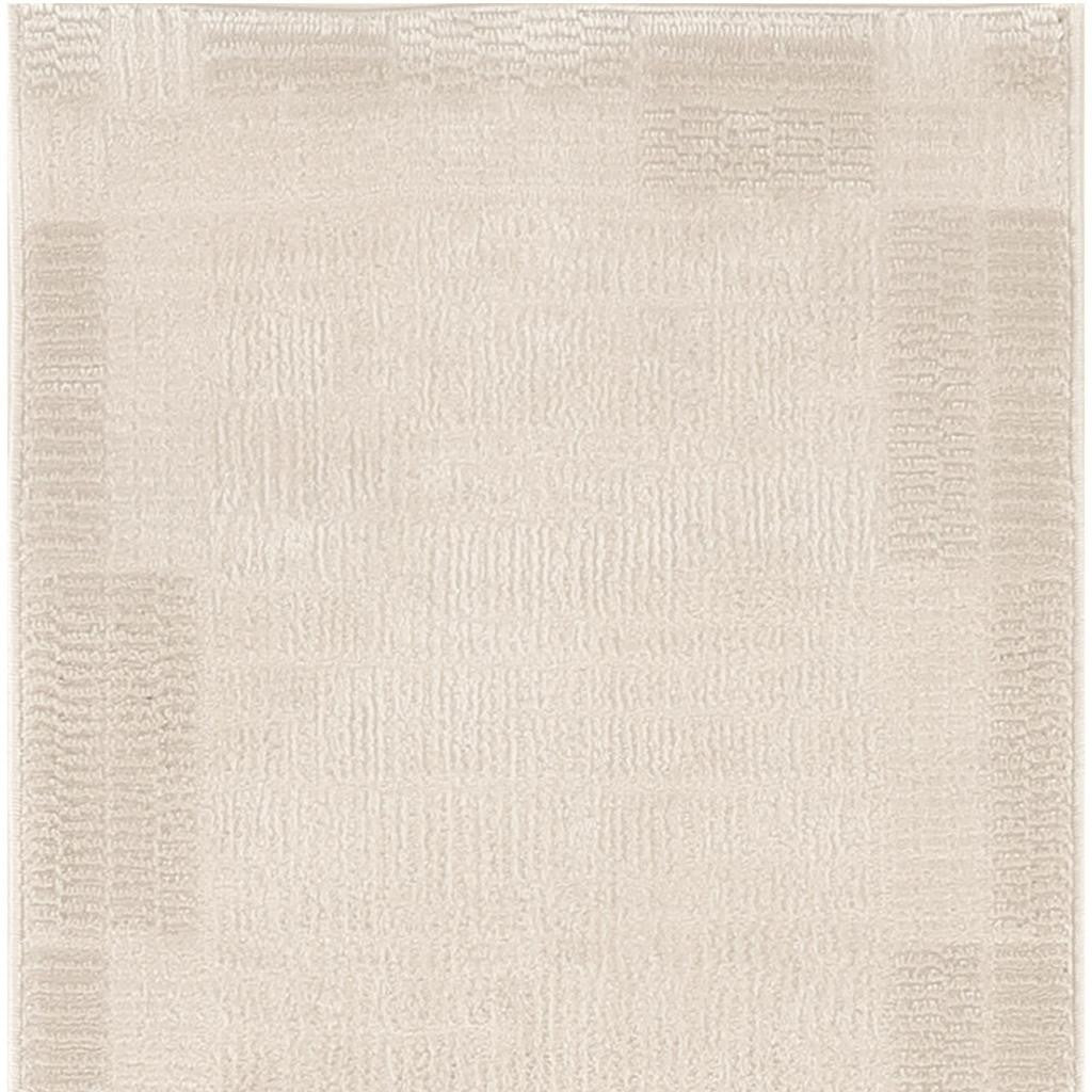 6' Ivory And Light Taupe Geometric Runner Rug - Home & Garden